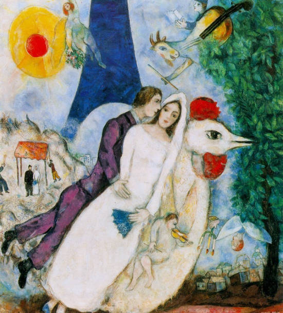 Bride And Groom Of The Eiffel Tower by Marc Chagall